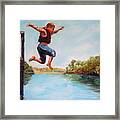 Jumping In The Waccamaw River Framed Print