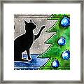 Just Counting Balls - Christmas Cat Framed Print