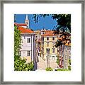 Kalelarga And Historic Zadar Landmarks View Through Green Frame Framed Print