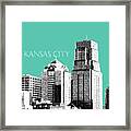 Kansas City Skyline 1 - Teal Framed Print