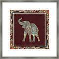 Kashmir Patterned Elephant 3 - Boho Tribal Home Decor Framed Print