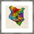 Kenya Watercolor Map Framed Print
