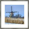 Kinderdijk Windmills In Winter Framed Print