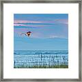 Kite In The Air At Sunset Framed Print