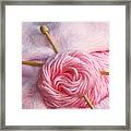 Knitting Needles In Pretty Pink Yarn Framed Print