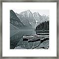 Lake Moraine Grayscale Framed Print