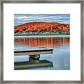 Autumn Red At Lake White Framed Print