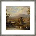 Landscape With Cows Watering In A Stream Framed Print