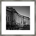 Late Evening At The Ronald Reagan Building In Black And White Framed Print