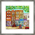 Laurier Street Circa 1960 Montreal Memories Vintage Store Fronts Apartments Family Life Canadian Art Framed Print