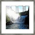 Letchworth State Park Upper Falls And Railroad Trestle Abstract Framed Print