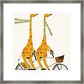 Lets Tandem Giraffes Framed Print