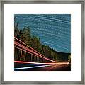 Light Trails Near Jackson Lake Framed Print