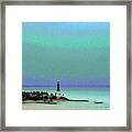 Hillsboro Lighthouse In Florida In Luminous Green And Blue Setting Framed Print