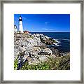Lighthouse At Cape Elizabeth Framed Print
