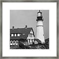 Lighthouse - Portland Head, Maine 2 Bw Framed Print