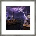Lightning On The Sea Hab Framed Print