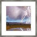 Lightning Striking Longs Peak Foothills 4 Framed Print