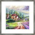 Lilac Fields In The Italian Countryside Framed Print