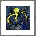 Lime Green Octopus With Net Framed Print