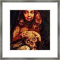 Little Girl With A Skull Framed Print
