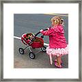 Little Girls And Puppy Tails Framed Print