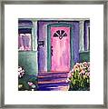 Little House With Pink Door Framed Print