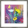Little Yellow Butterfly With Daisies Framed Print