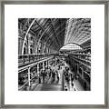 London Train Station Bw Framed Print