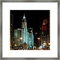 Looking North On Michigan Avenue At Wrigley Building Framed Print
