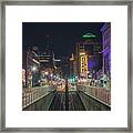Looking South On Main Street In Buffalo At Night Framed Print
