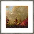 Lord Howe And The Comte Destaing Off Rhode Island Framed Print