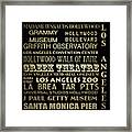 Los Angeles California Famous Landmarks Framed Print