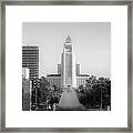 Los Angeles City Hall - Black And White Monochrome Framed Print