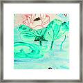 Lotus, Butterfly And Swan, Painting Framed Print