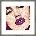Love And Passion Portrait Of A Woman With Words Purple Framed Print