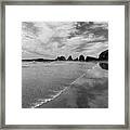 Low Tide - Black And White Framed Print