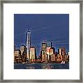 Lower Manhattan At Twilight Framed Print