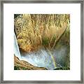 Lower Yellowstone Falls And Rainbow Framed Print
