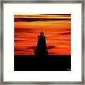 Ludington Lighthouse Sunset Framed Print