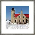 Mackinac Bridge And Light Framed Print