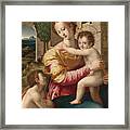 Madonna And Child With Saint John The Baptist Framed Print