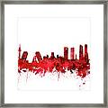 Madrid City Skyline Watercolor Red Framed Print