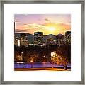 Magical Mountain Sunset - Denver Colorado Downtown Skyline Framed Print