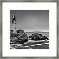 Maine Cape Elizabeth Lighthouse Aka Portland Headlight In Bw Framed Print