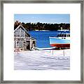 Maine Harbor Winter Scene Framed Print