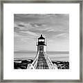 Maine Marshall Point Lighthouse Vertical Panorama In Black And White Framed Print