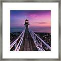 Maine Sunset At Marshall Point Lighthouse Framed Print