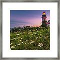 Maine West Quoddy Head Lighthouse Sunset Framed Print