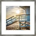 Malibu Lifeguard Tower #3 Sunset On Zuma Beach Framed Print